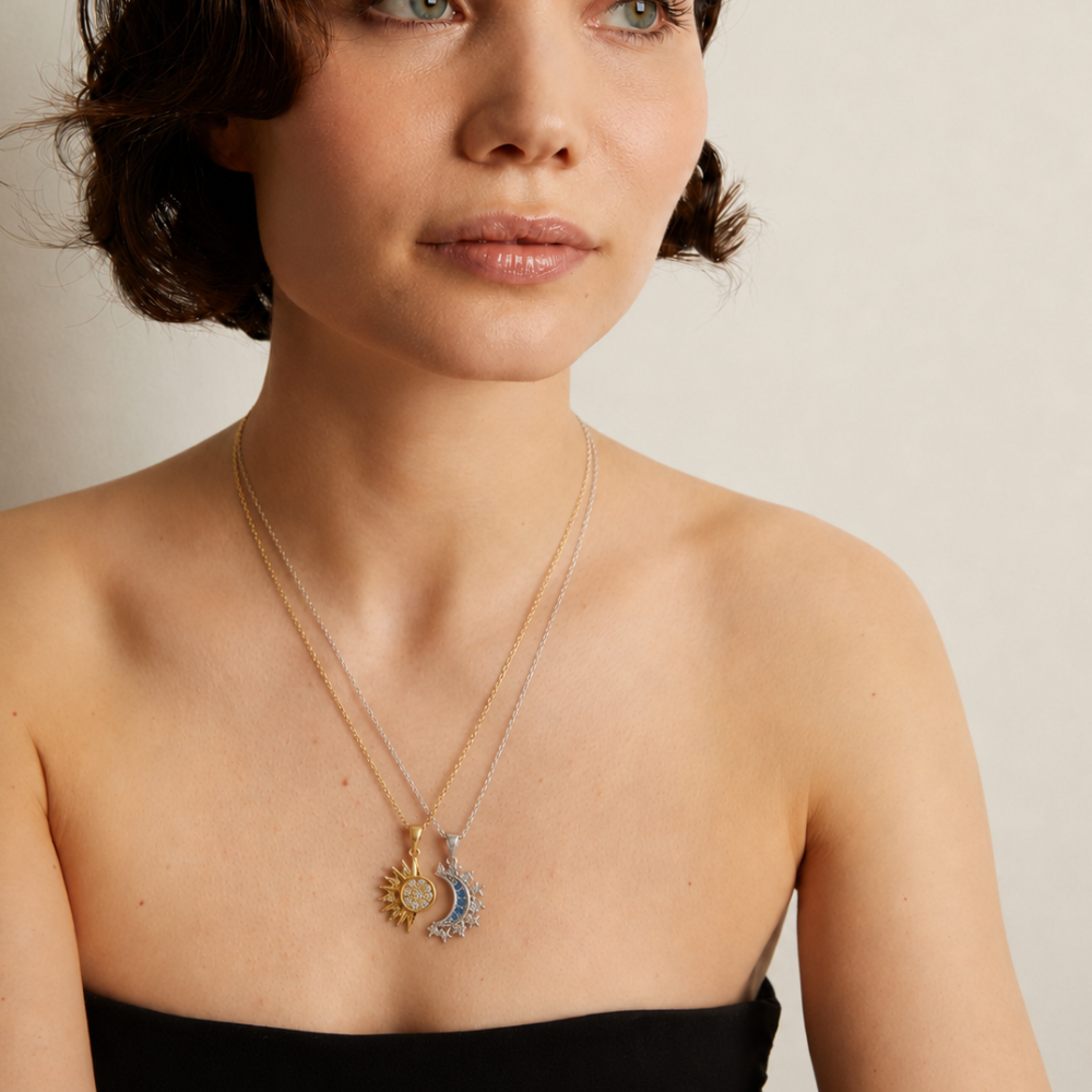 Avora | Sun & Moon Necklace Set