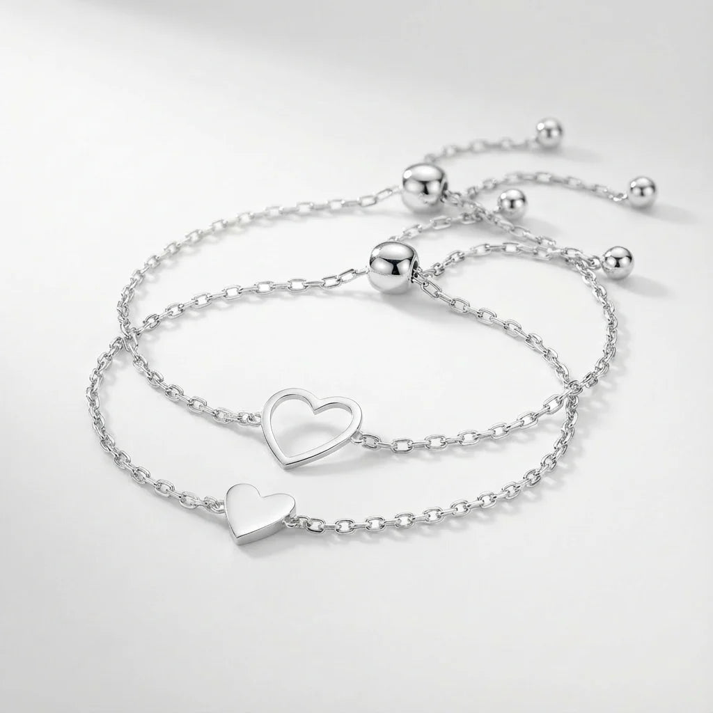 "Amore" Matching Hearts Bracelet
