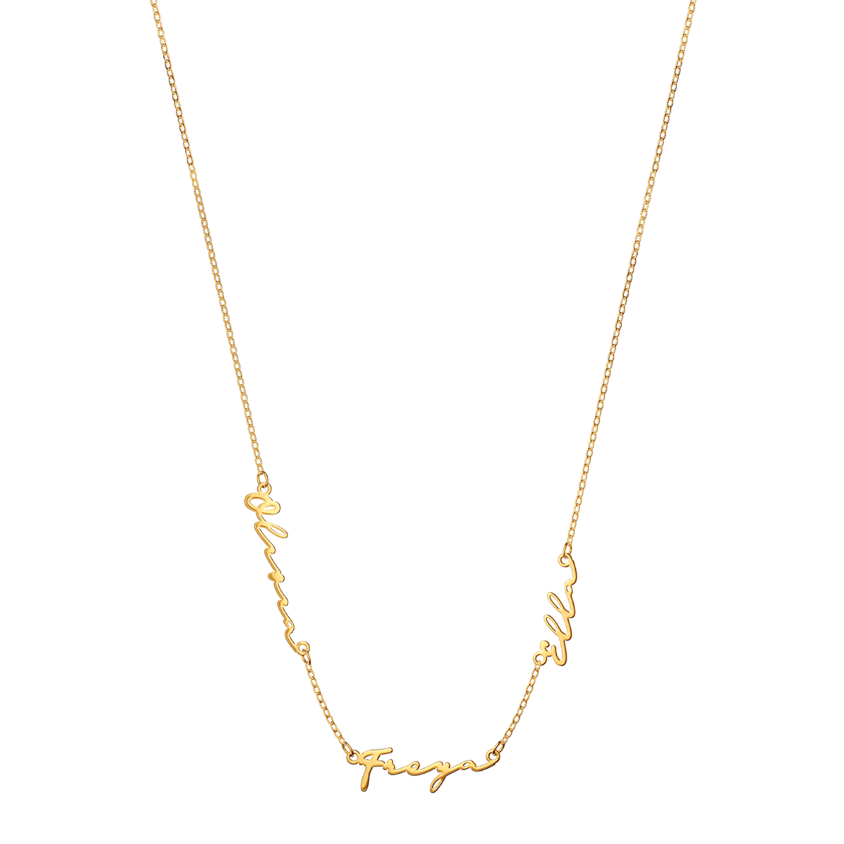 Multi Signature Name Necklace (Gold)