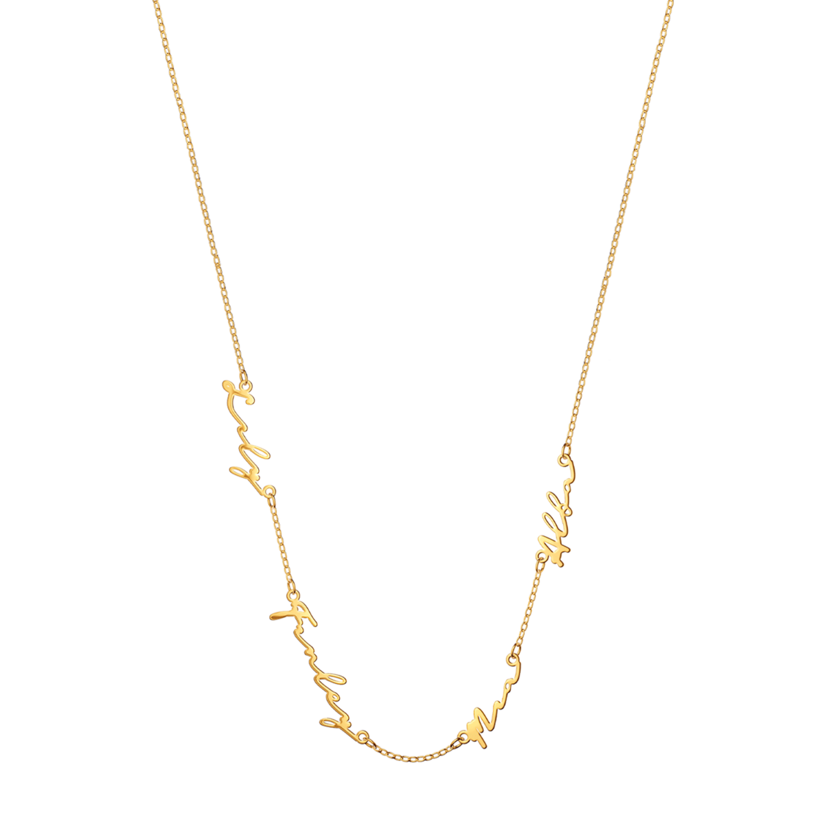 Multi Signature Name Necklace (Gold)