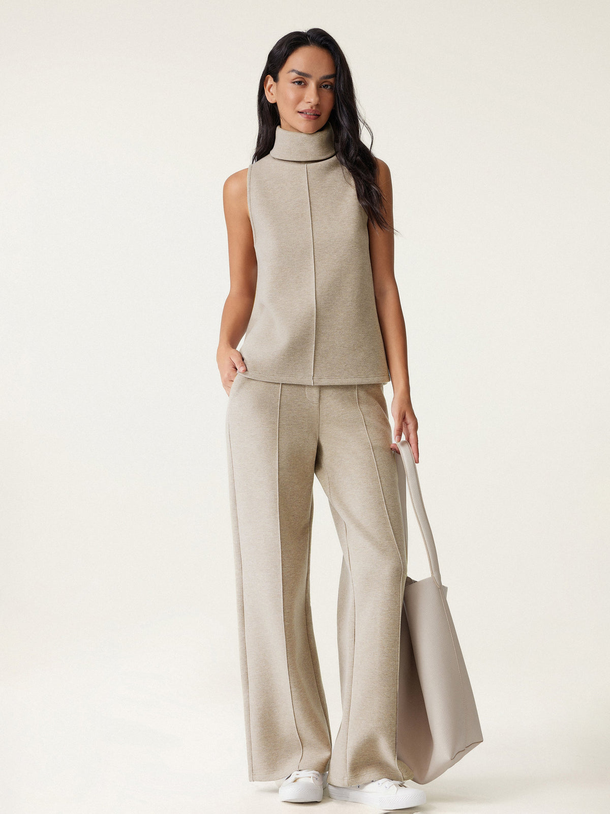 High Waisted Straight Leg Pull On Pant