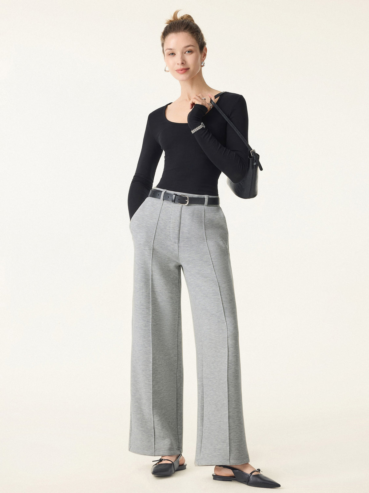 High Waisted Straight Leg Pull On Pant