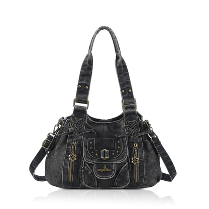 Vintage Multi-Pocket Satchel & Crossbody Bag