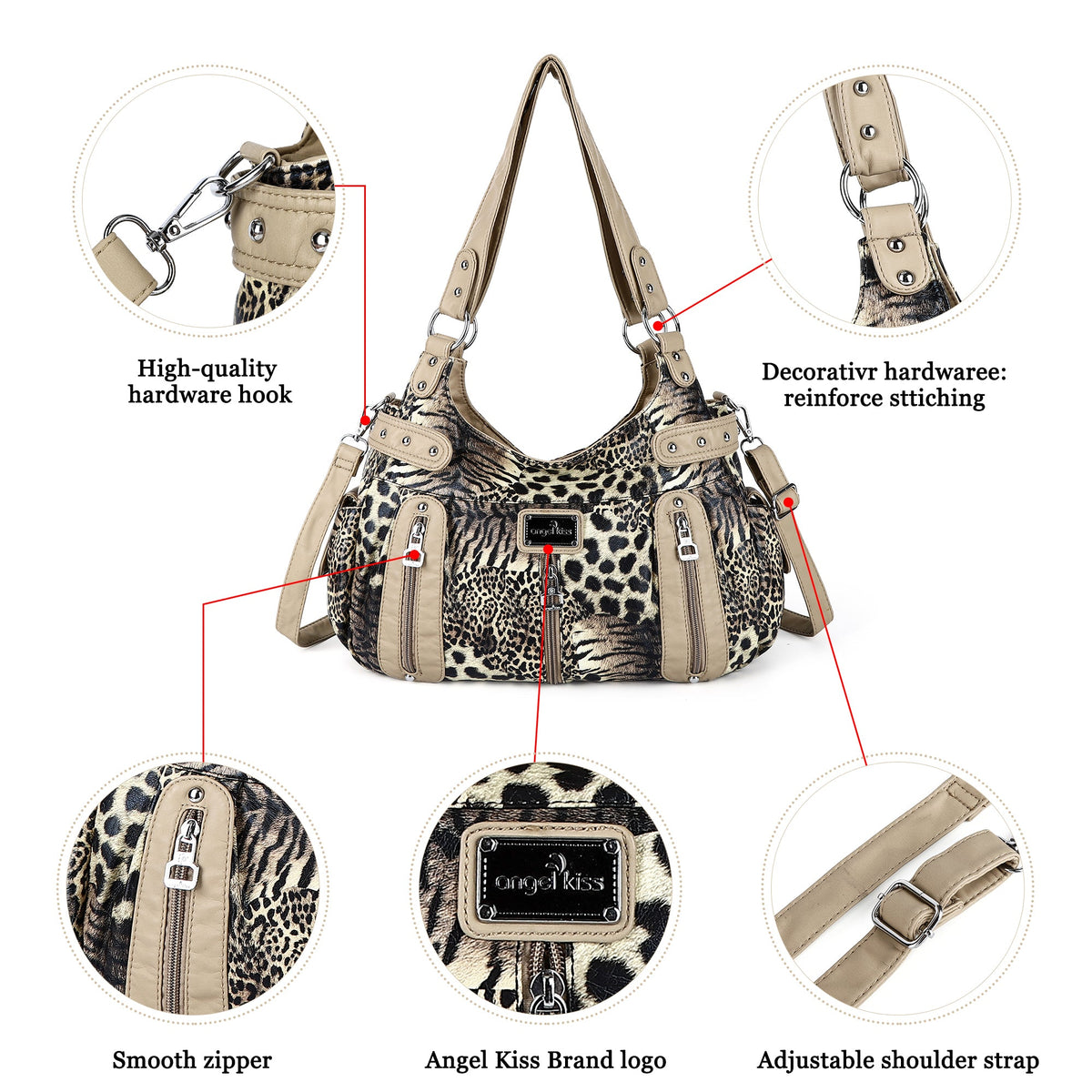 Fashion women large capacity leopard print shoulder bag vagrant bag