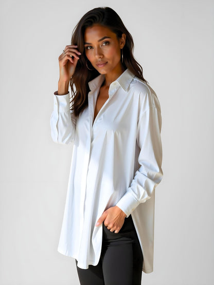 Oversized Lapel Button Shirt Dress
