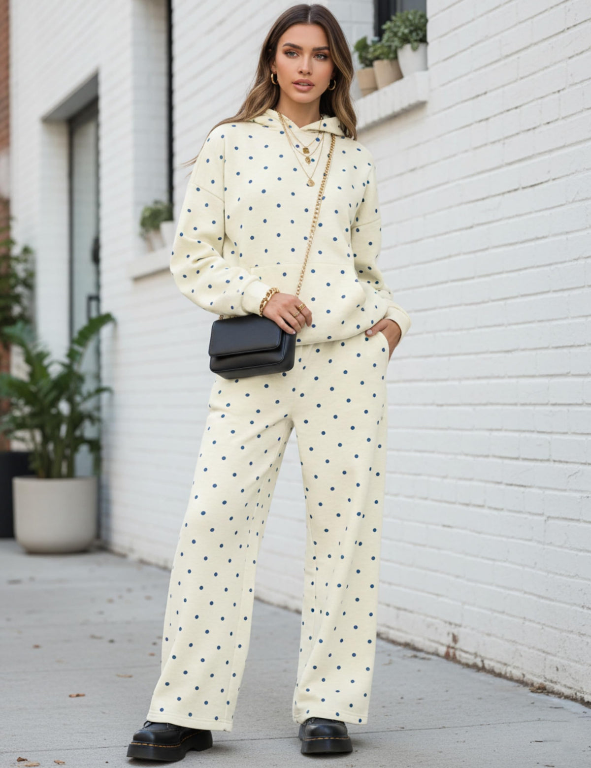 Polka Dot Hoodie and Sweatpants Set