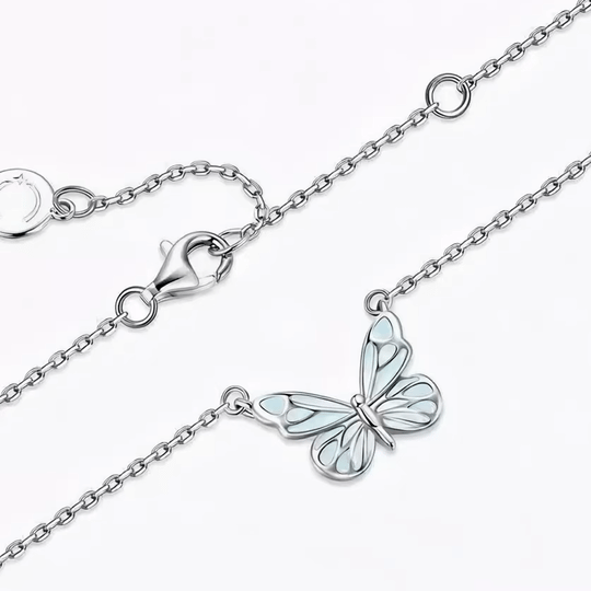 Luminous Dream Blue Butterfly Necklace