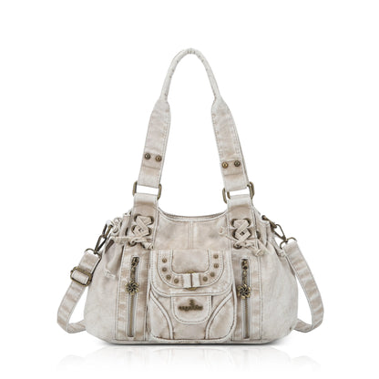 Vintage Multi-Pocket Satchel & Crossbody Bag