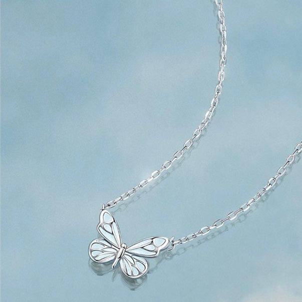 Luminous Dream Blue Butterfly Necklace