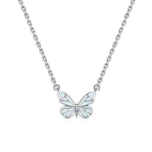 Luminous Dream Blue Butterfly Necklace