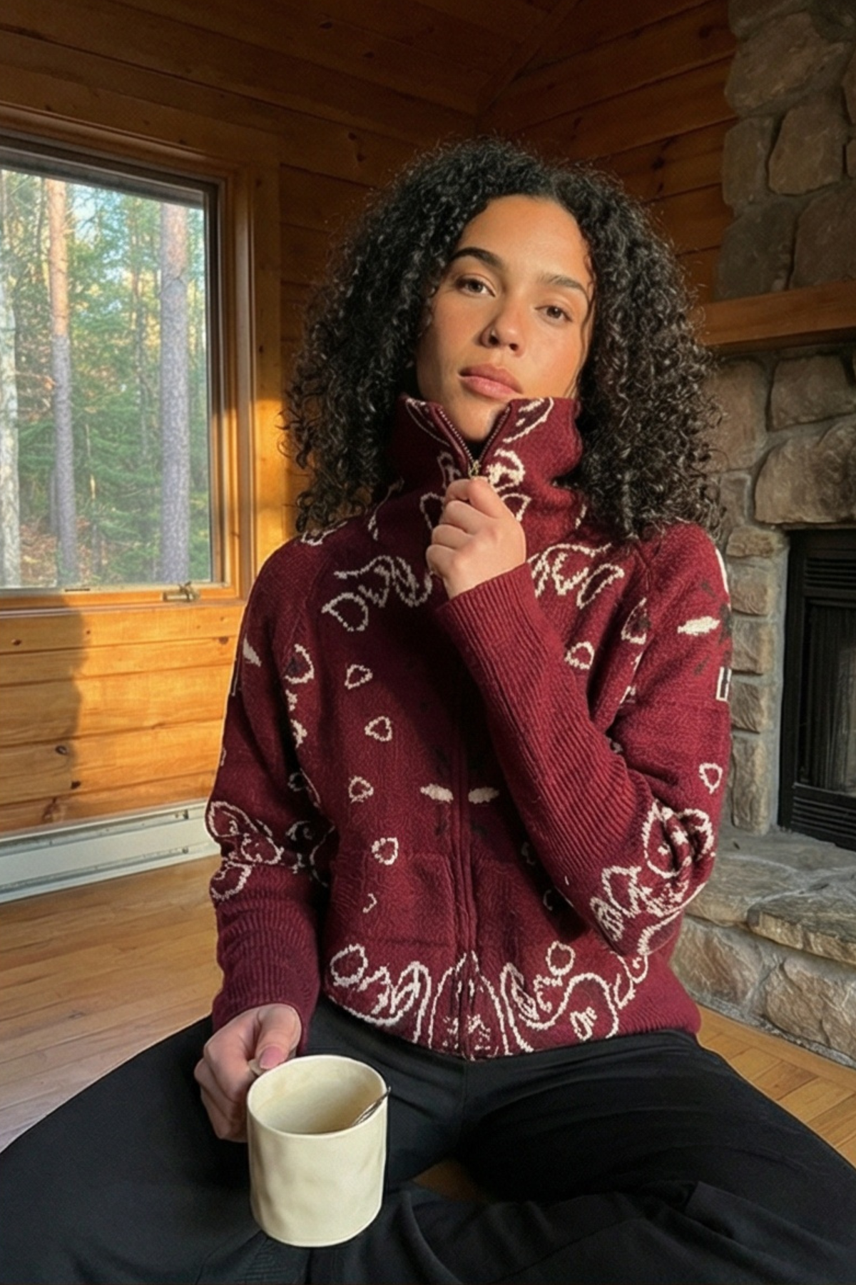 Bandana Patterned Cardigan