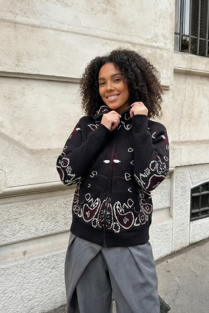 Bandana Patterned Cardigan