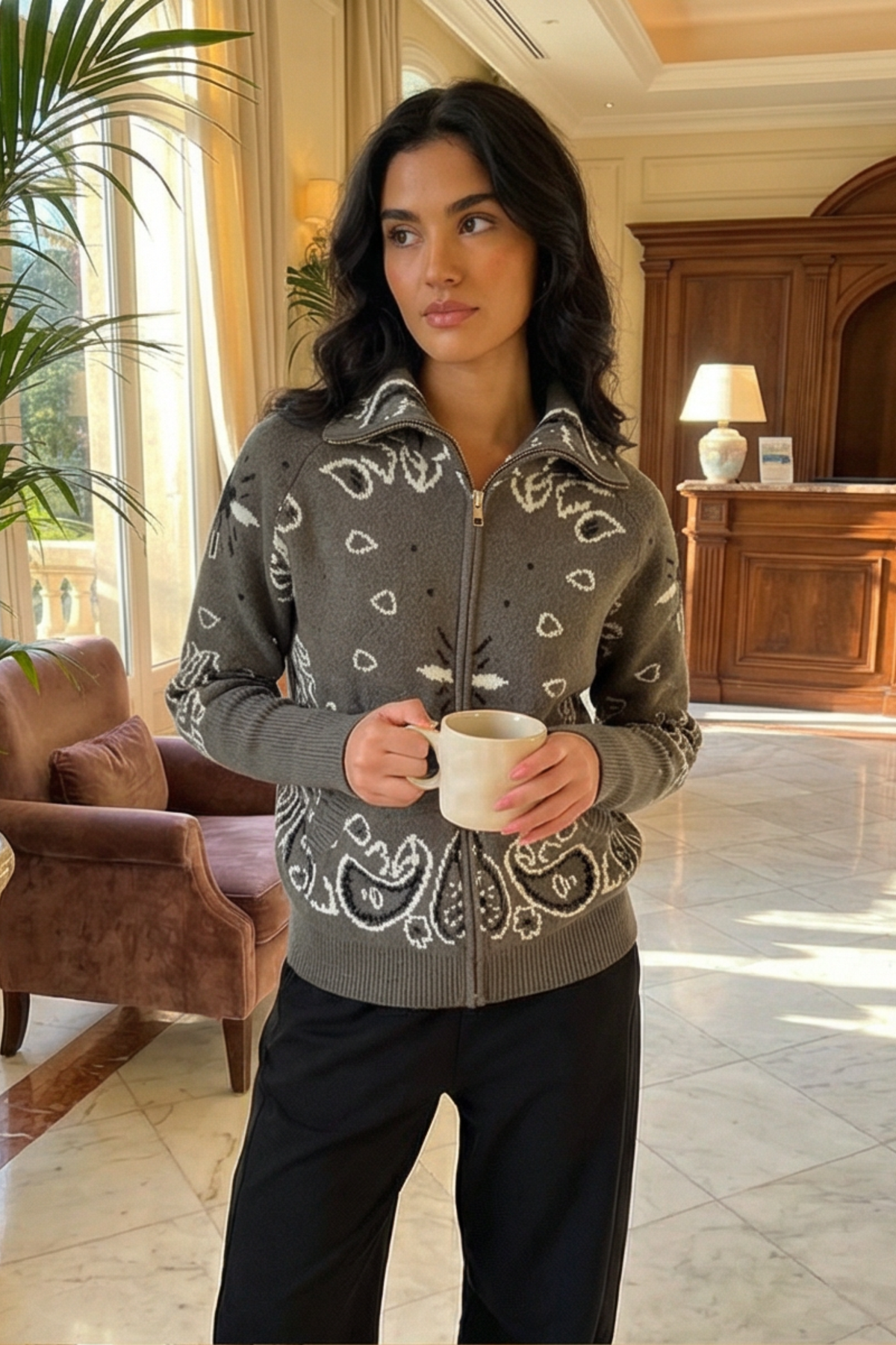 Bandana Patterned Cardigan