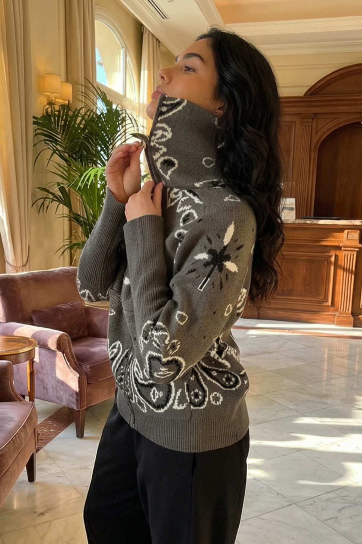 Bandana Patterned Cardigan