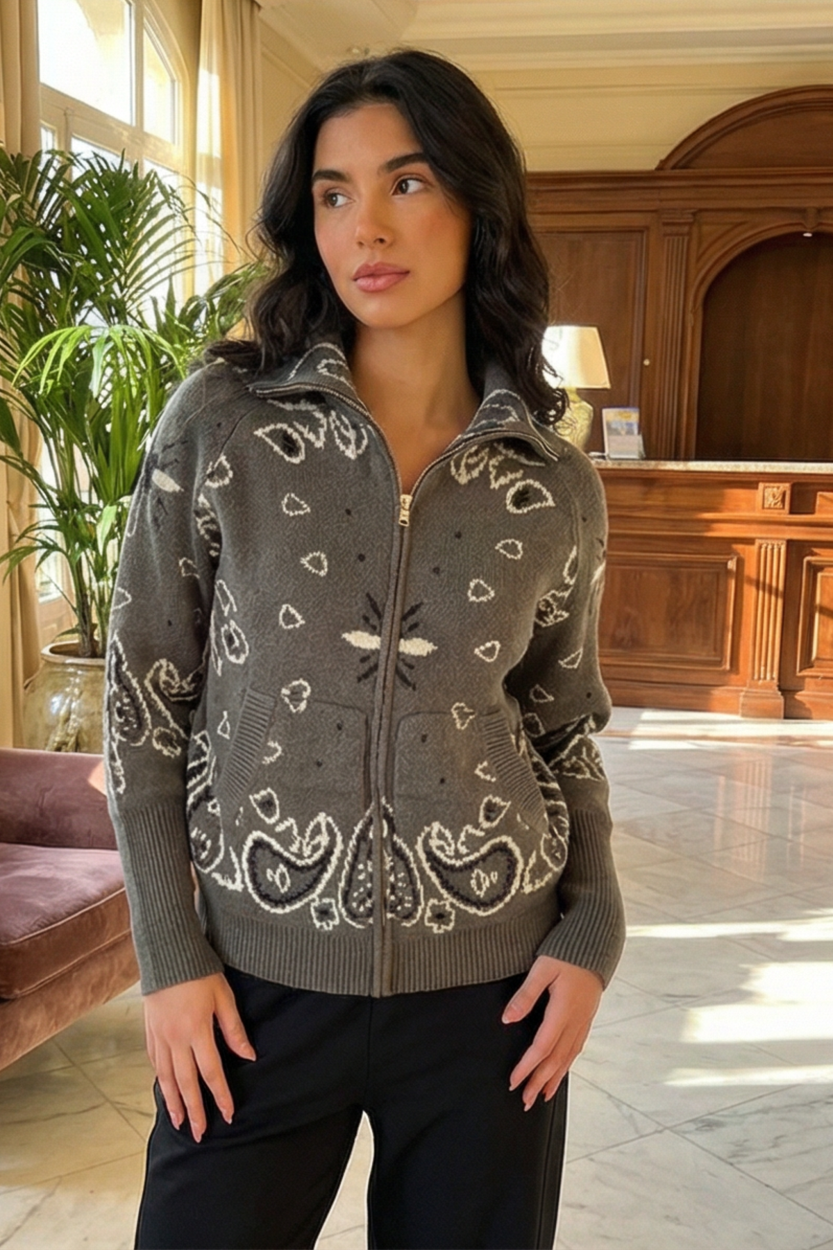Bandana Patterned Cardigan
