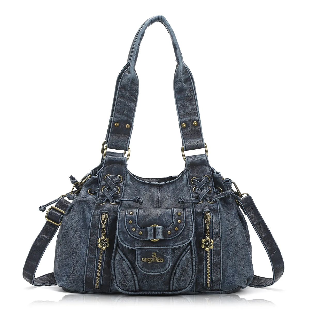 Vintage Multi-Pocket Satchel & Crossbody Bag
