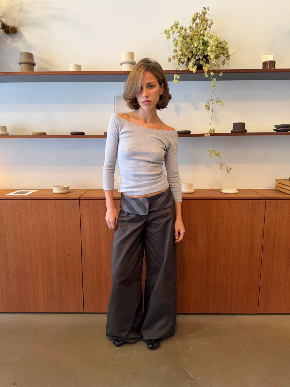 Bello pants with striped trim - Grey