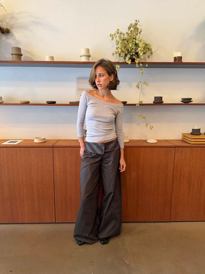 Bello pants with striped trim - Grey