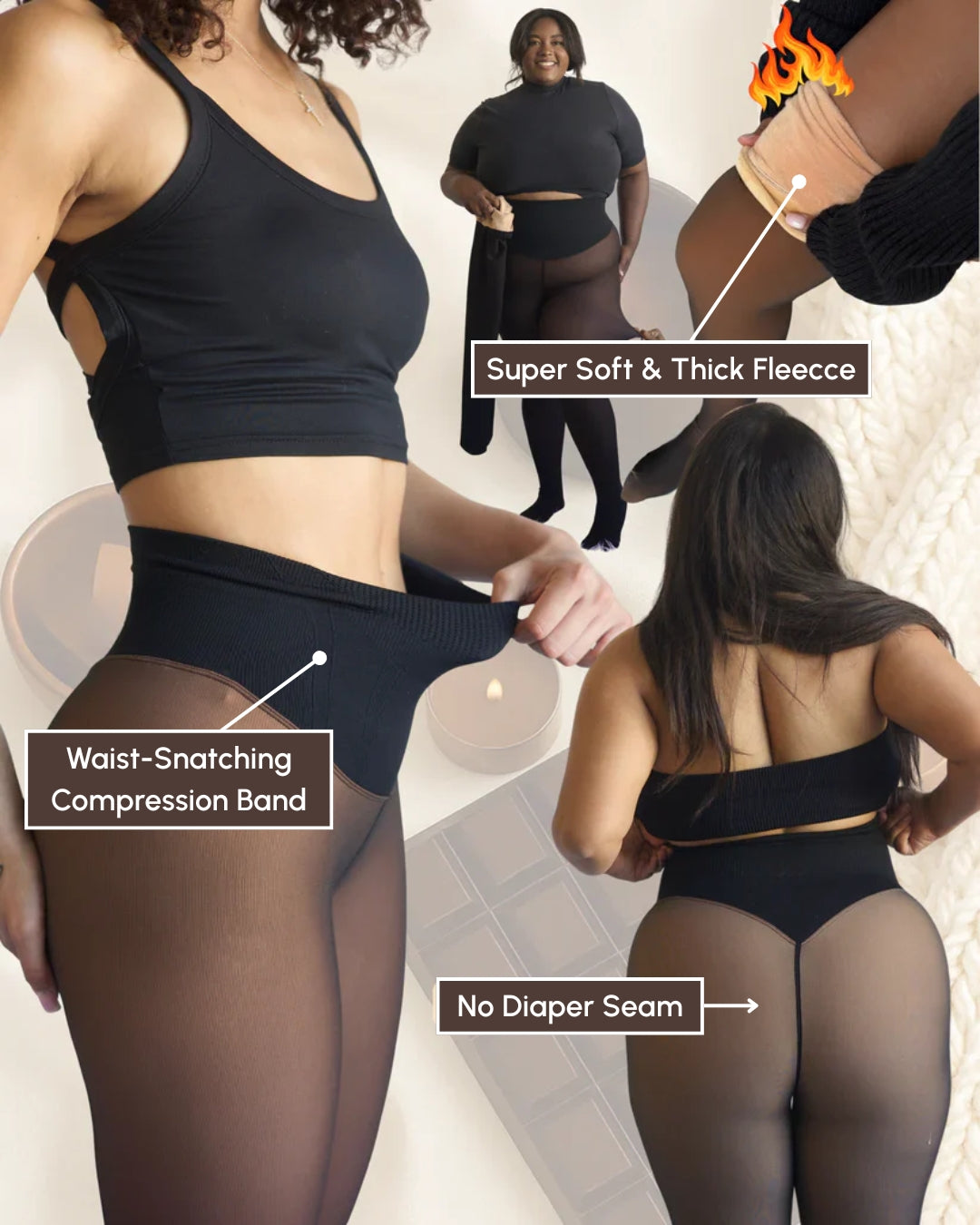 Snatched One-Seam Sheer Fleece Leggings