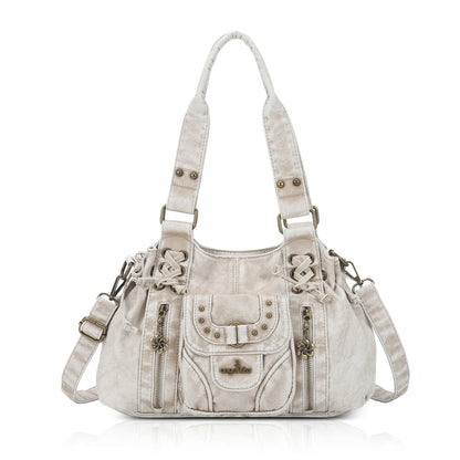 Vintage Multi-Pocket Satchel & Crossbody Bag